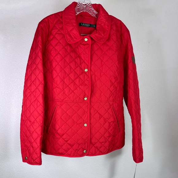 Lauren Ralph Lauren Quilted Jacket Coat Red Size L - Picture 2 of 9